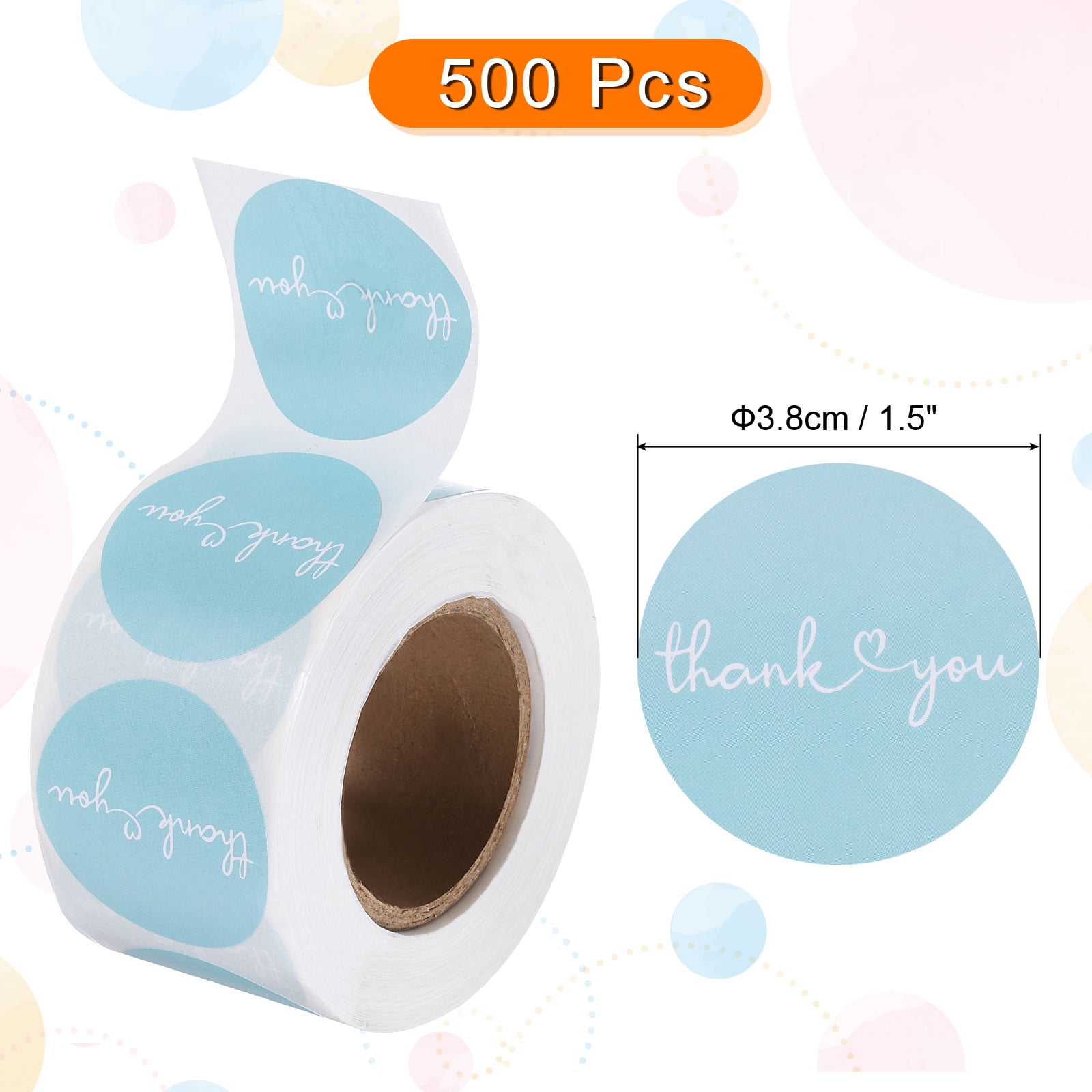 Unique Bargains 500Pcs Thank You Stickers Self Adhesive Round Seal Labels for Gifts Blue