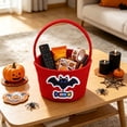 thumbnail image 4 of BSJJY Red Halloween Candy Basket 7.9x5.5 Inch, Reversible Fabric Treat Bucket with Handle, Cute Print Prank or Treat Bag, 4 of 6