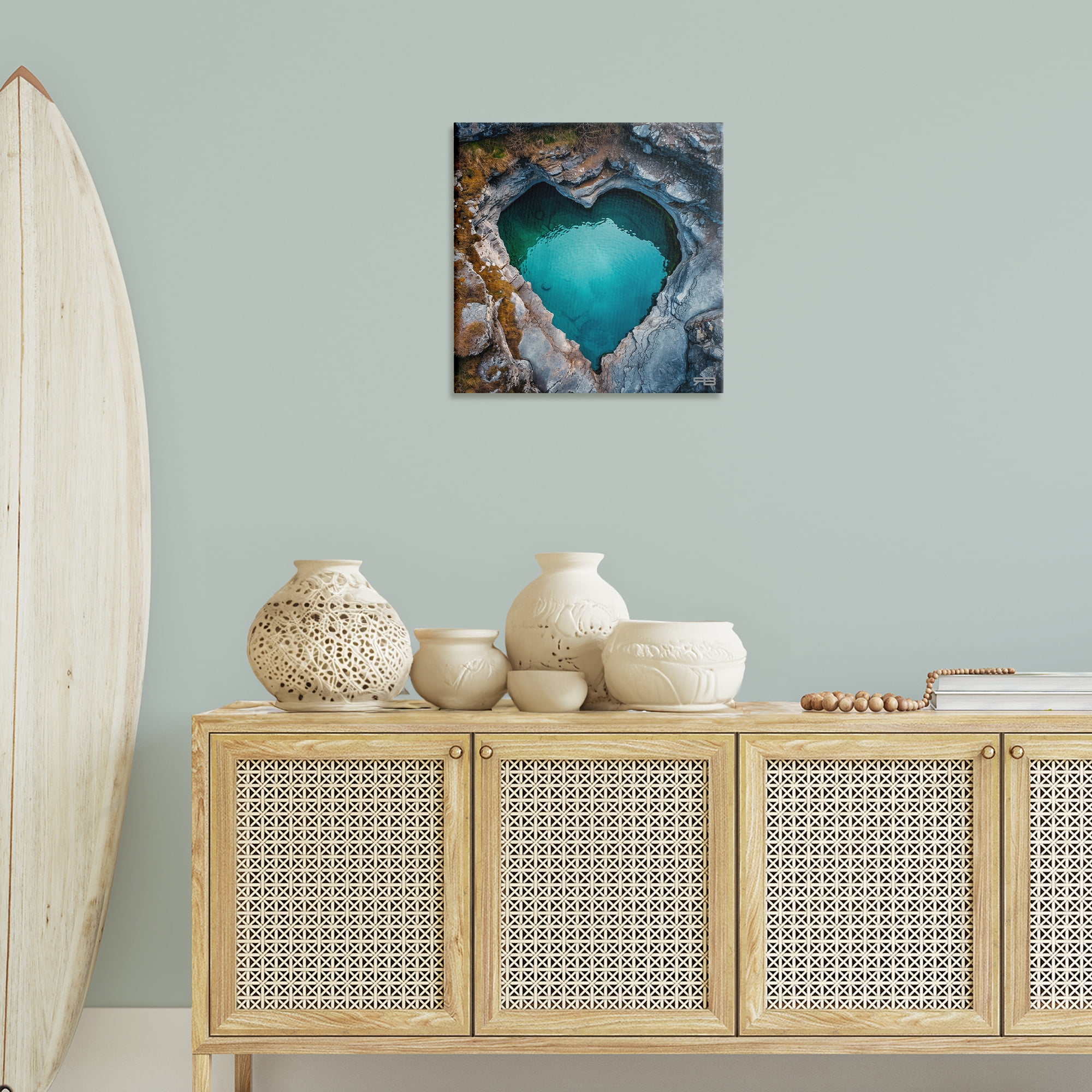 Stupell Industries Heart Shaped Natural Pool Landscape & Nature Painting Wrapped Canvas Art Print Wall Art, 24 x 24