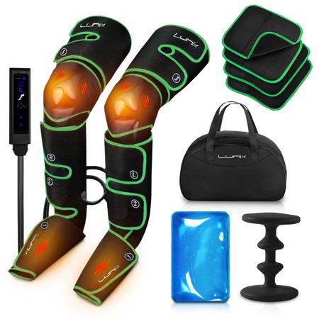 Lunix LX10 Full Leg Compression Massager, Heat & Air Compression, Handheld Controller, Adjustable Fit, Forest Green