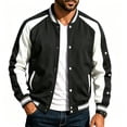 thumbnail image 3 of UVEASISHA Baseball Jackets for Men Fashion Varsity Jacket Button Casual Letterman Bomber Jackets Outdoor Sports Running Cycling Jacket Black L, 3 of 10