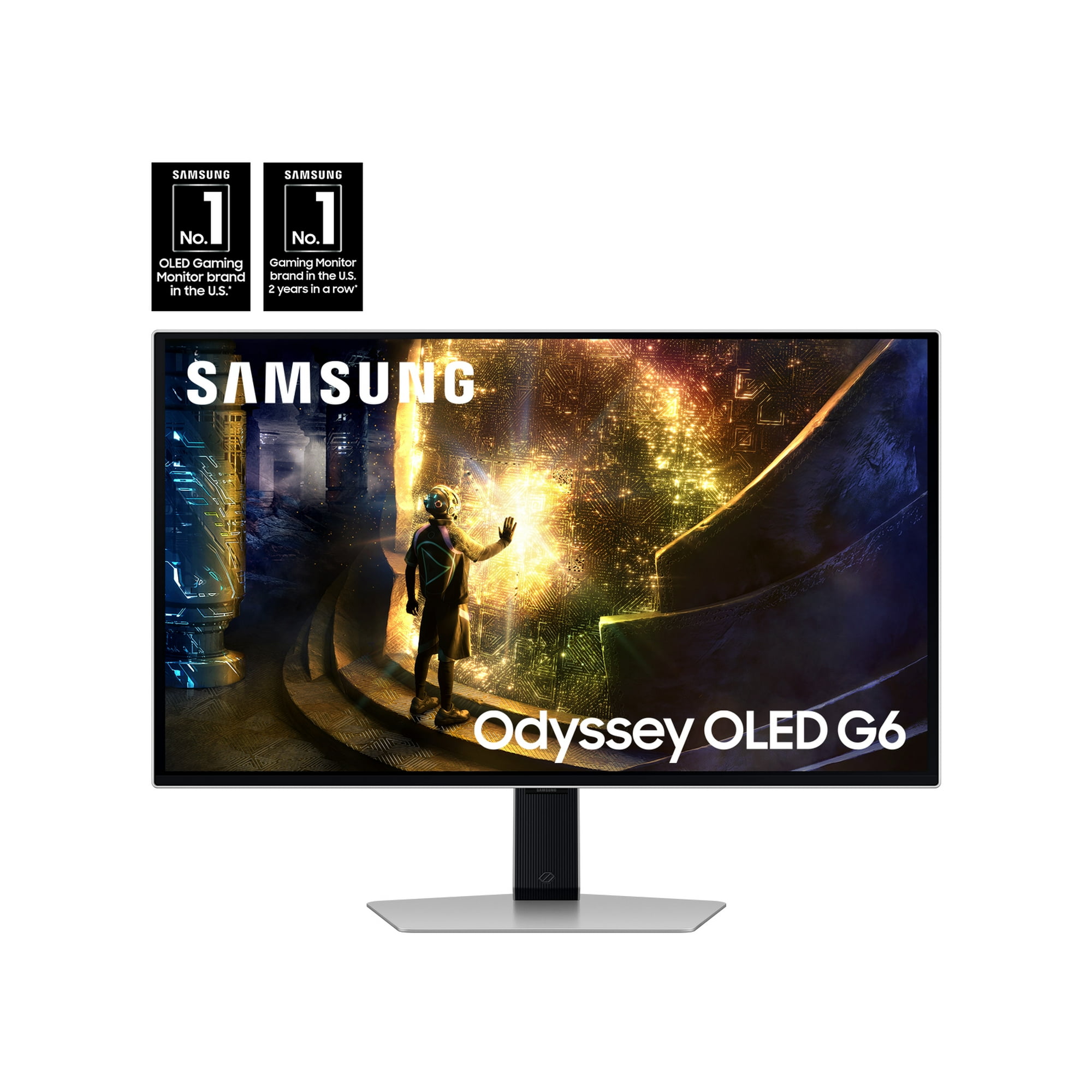 Samsung 27" Odyssey OLED G6 QHD 240Hz 0.03ms G-Sync Compatible Pro Gaming Monitor with Sleek Metal Design - LS27DG610SNXZA
