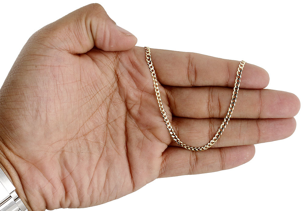 Real 10K Yellow Gold 3.0MM Solid Plain Cuban Link Style Chain Necklace 26"