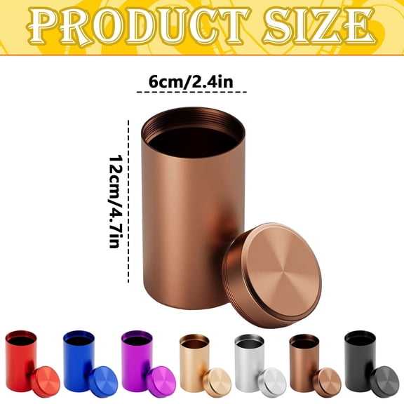 Large Coffee Brown Portable Aluminum Tea Canister, Airtight Travel Tea Storage Tin for Loose Tea Home Use