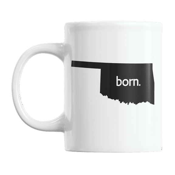Oklahoma Born & OK USA State Map Outline, US Citizen Coffee & Tea Mug Cup (11oz)