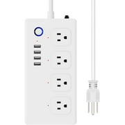 Smart Power Strip, WiFi Surge Protector with 4 Individually Controlled AC outlets and 4 USB Ports, Works with Alexa & Google Home, Voice Control & Remote Control, ETL & FCC Certified, 4.9Feet, 10A