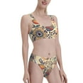 thumbnail image 2 of Daiia Floral With Birds And Fantasy Flowers printed 2 piece Swimsuit Bikinis for Women High Waisted Racerback Bathing Suits Summer Tummy Control Scoop Neck Swimwear-X-Large, 2 of 8