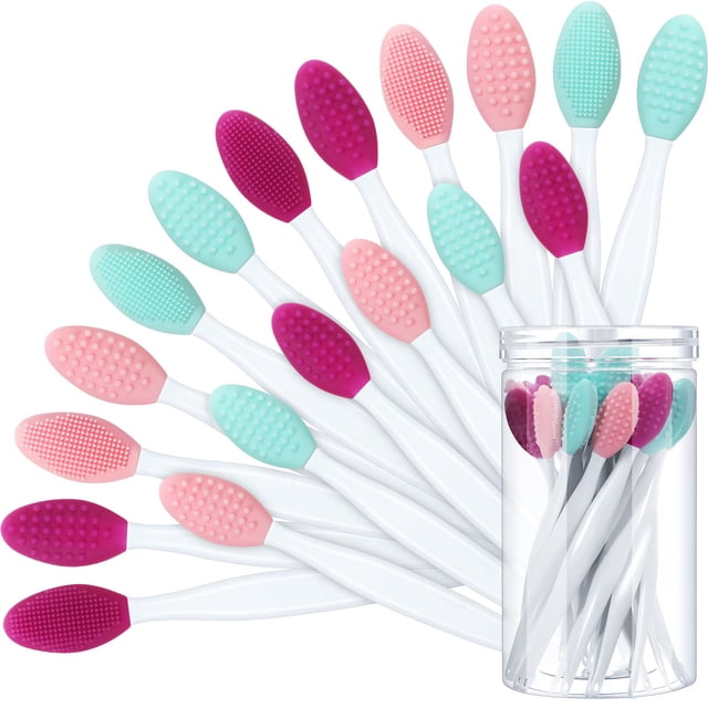 Brocha exfoliante para labios Patelai de silicona de doble cara, 24 unidades