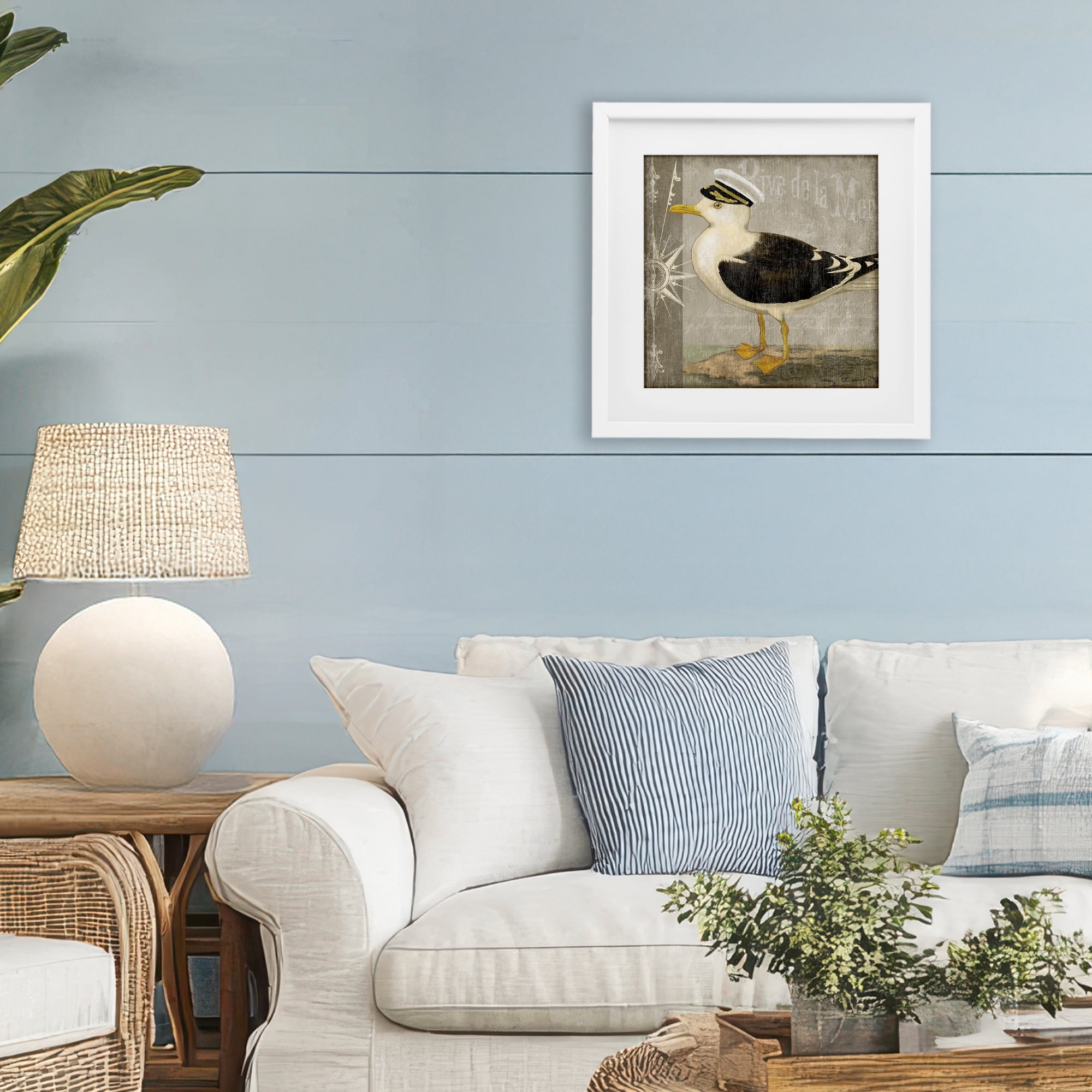 Stupell Industries Little Maritime Seagull White Framed Print Under Glass, design by Suzanne Nicoll