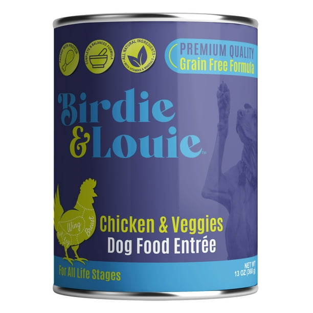 (12 Pack) Birdie & Louie Wet Dog Food, Natural Chicken and Veggies, 13