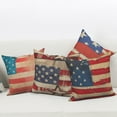 thumbnail image 3 of PBOBRIICH Set of 4 4th of July Throw Pillow Cases,America National Flag Linen Pillow Cover for Bedroom Home Decor,16x16, 3 of 5