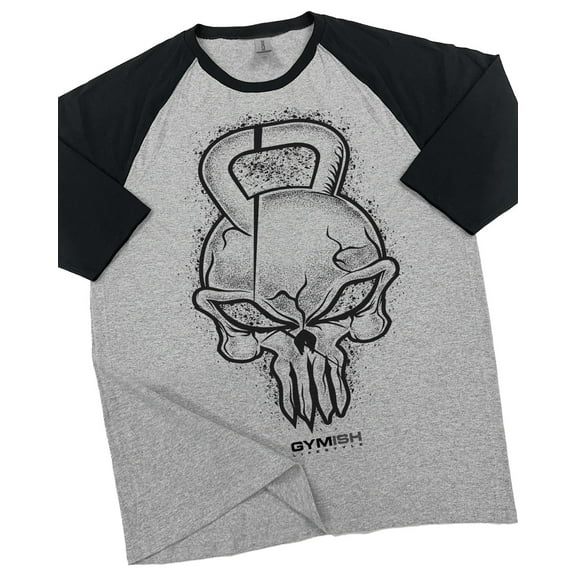 GYMISH RAGLAN Gym Reaper Workout Gym T-Shirt – Funny Gym Shirt for Men, Men's Fitness Tee, Bodybuilding & Weightlifting Apparel