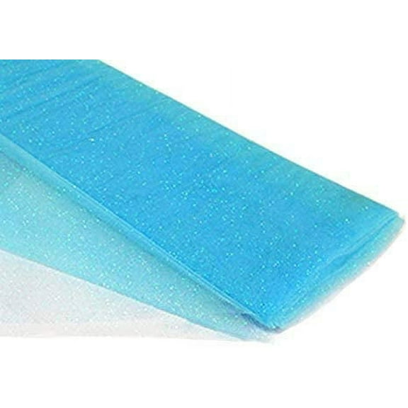 Valentina Textile Inc Tulle Glitter Fabric 54" by 10 Yards (30 ft) Tulle Bolt for Wedding, Party and Decoration (10 Yard, Light Blue)
