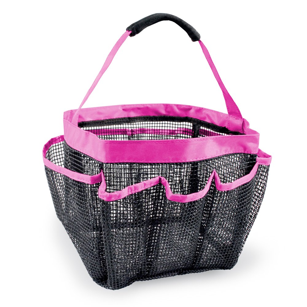 Contemporary Home Living Shower Caddy, Pink and Black
