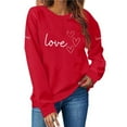 thumbnail image 2 of Aoochasliy Valentines Sweatshirts for Women Love Heart Graphic Tee Crew Neck Loose Fit Long Sleeve Pullover Casual Valentine's Day Tops Gifts for Her Dating Home Party, 2 of 6
