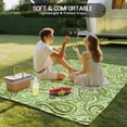 thumbnail image 4 of Vintage Green Outdoor Rug 5x7 Ft - Reversible Patio Rug Outdoor Camping Rugs, Retro Botanical Abstract Art Washable Indoor Outdoor Area Rugs, Non-Slip Outdoor Carpet Runner for Deck/Porch, 4 of 8