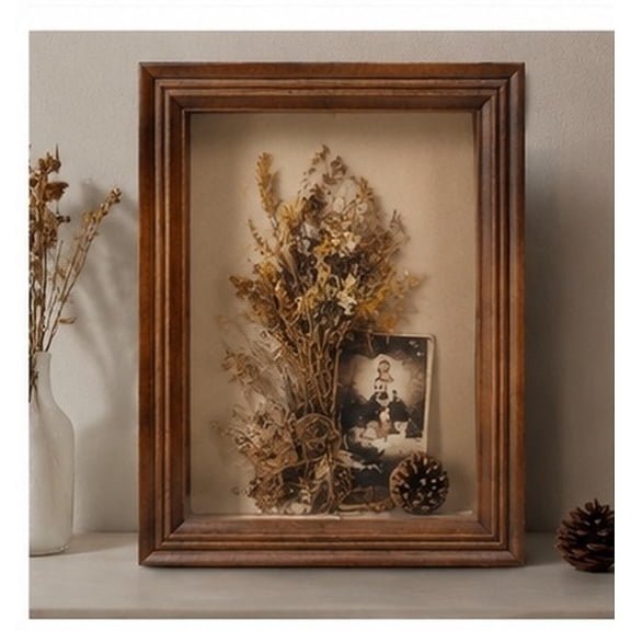 TABLZONE Shadow Box Frame Coffee Wood Display Case for Dried Flowers and Keepsake Decor