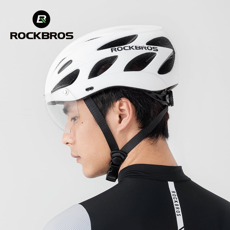 ROCKBROS Cycling Helmet Ultralight Protective Helmet with Magnetic Goggles & Windproof Brim for Men Women