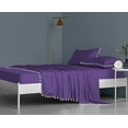 thumbnail image 3 of DNG Creations 4 Piece Pom Pom Sheet Set 100% Egyptian Cotton, White Pom-Pom Fringe Solid Pattern 12 Inch Deep Pocket ( Solid Purple - Queen ), 3 of 7