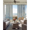 thumbnail image 2 of Summer Beach Seashell Blackout Curtains for Bedroom Living Room, Ocean Watercolor Sea Shell Starfish Stripe 54 In Long Thermal Insulated Room Darkening Drapes Grommet Window Treatments, 52 x 54 In, 2 of 9