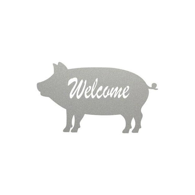 Central Coast Designs PIGWELCOME-10SS 6 x 10 in. Pig Silhouette Design with Welcome Script Laser Cut Steel Wall Art, Shiny Steel