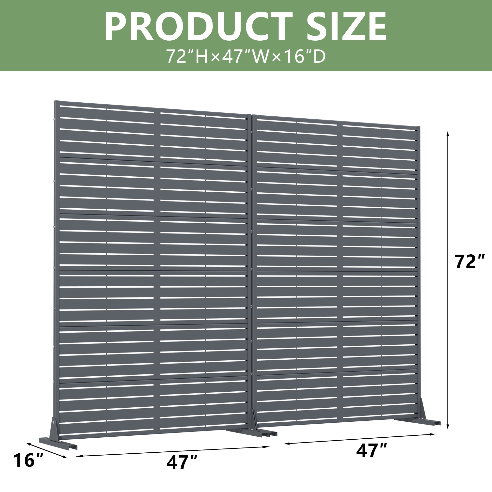 Metal Privacy Metal Screen Fence Panel Set of 2