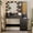 Black-39.4x15.6x55.3 in, variant on Walnut 39.4x15.6x55.3 in Makeup Vanity Desk with Mirror and Lights and 5 Drawers