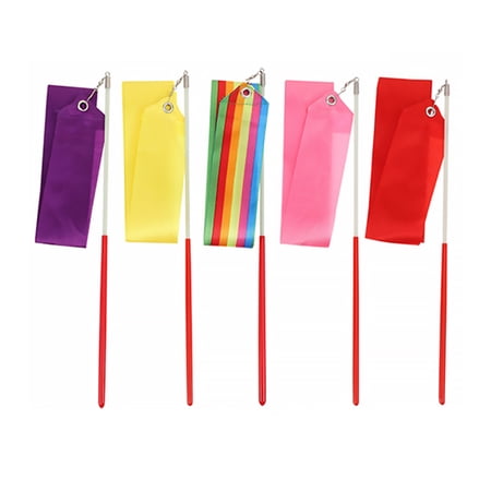 HOMEMAXS 5pcs Dancing Ribbon Kids Dance Streamers Gymnastics Performances Streamers