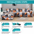 thumbnail image 4 of TOPCHANCES Sectional Sofa Covers for L Shape, 2 Pieces 3-Seater (70"-90") Polyester Fabric Stretch Slipcovers with 2 Pieces Pillow Covers, Orange-Grey, 4 of 10