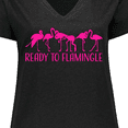 thumbnail image 4 of Inktastic Ready to Flamingle- pink flock of flamingos Women's Plus Size V-Neck T-Shirt, 4 of 5