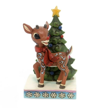 Jim Shore Rudoph Standing By Tree Polyresin Traditions 6001595