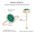 thumbnail image 5 of Rosec Jewels Lab Grown Emerald Oval Engagement Ring with Halo - 6X8 mm - Emerald Diamond Ring - AAAA Quality Certified, 18K Yellow Gold, US 6.50, 5 of 8