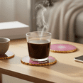 thumbnail image 4 of Modern Home Set of 4 Natural Agate Stone Coasters - Pink w/Gold Edge, 4 of 6