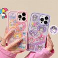 thumbnail image 2 of Sanrio Hello Kitty Kuromi funda de teléfono de dibujos animados para iPhone 16 15 14 13 12 11 ProMax XR XS 8 Plus Y2K bonita funda trasera suave chica rosa, 2 of 5