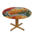 thumbnail image 3 of WYYP Flowers Round Tablecloth Outdoor Fitted 100% Polyester Fiber Tablecloths White, 3 of 8