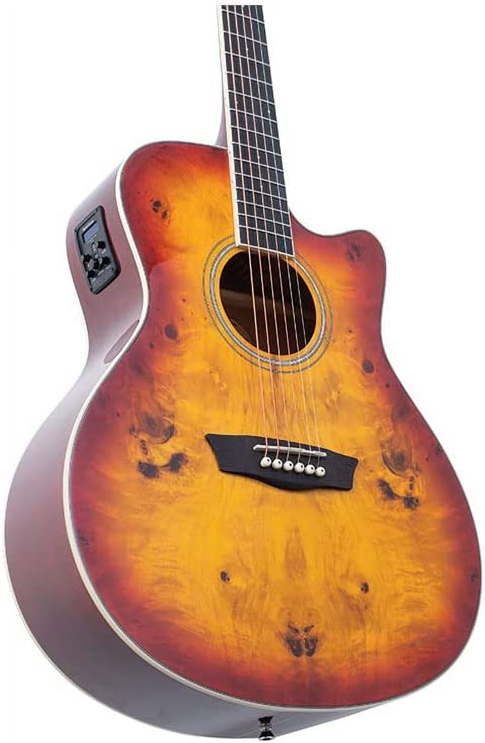 Washburn Deep Forest Burl Grand Auditorium Acoustic Electric Guitar - Amber Fade