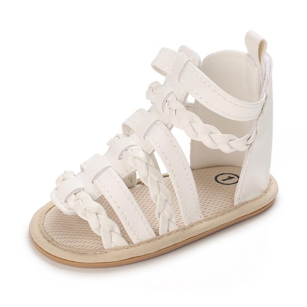HAOLEI Girls Gladiator Sandals Open Toe Strappy Sandals Infant Toddler  Flats Velcro Leather Sandals Summer Anti Slip First Walking Shoes Size  5.5-11.5 UK Child: Amazon.co.uk: Fashion