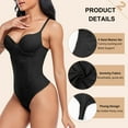 thumbnail image 5 of MANIFIQUE Thong Shapewear Bodysuit for Women Tummy Control Slim Body Shaper V Neck Faja with Built-in Bra, 5 of 7