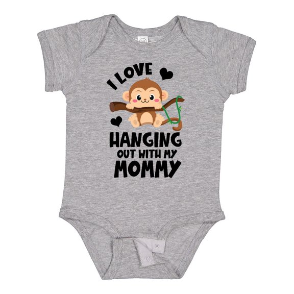 Inktastic Monkey I Love Hanging out with My Mommy Boys or Girls Baby Bodysuit