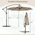 thumbnail image 3 of Gymax 10 FT Patio Offset Umbrella w/ X-shaped Base Infinite Tile & 360° Rotation Coffee, 3 of 10