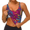 thumbnail image 3 of Picia Colorful Snake Sports Bra for Women,Padded Strappy Sports Bras Medium Support Yoga Bra with Removable Cups,Running Yoga Bra-Large, 3 of 9