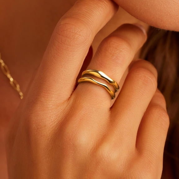 DESIGNICE Gold Rings for Women ,14K Gold Plated Stackable Ring Set,Dainty Thumb Rings for Women Chunky Statement Stacking Gold Jewelry Size 5 6 7 8 9