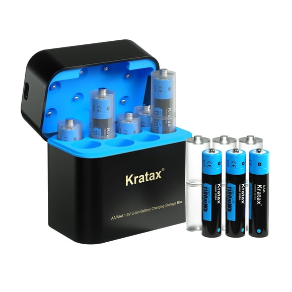 Cargador de baterías AAA recargables Kratax, paquete de 8, 1100 mWh, 1,5 V