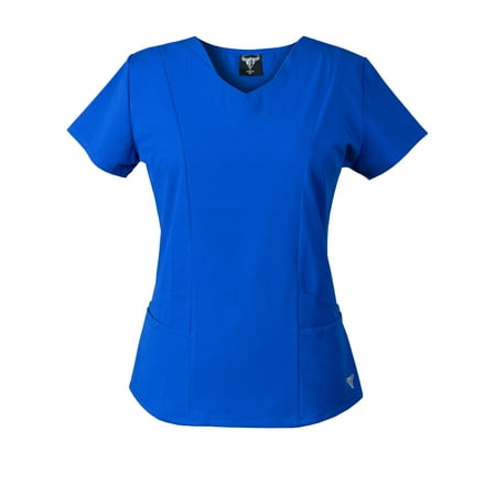 - Material Girl Womens Scrub Top Sporty V-Neck, Eversoft 4-Way Stretch Poly/Rayon