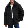thumbnail image 1 of SUNSIOM Men's Fuffy Faux Fur Winter Coat Long Sleeve Lapel Collar Button Closure Jacket Overcoat Outwear, 1 of 7