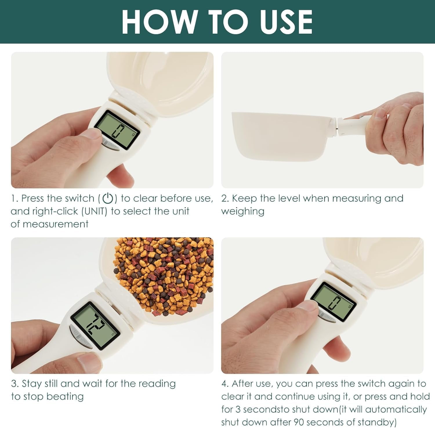 Electronic Measuring Spoon, Digital Spoon Scale 800g/0.1g with LCD Display, Removable & Easy-Clean, Unit Conversion (g/ml/cup/fl.oz/oz) for Cooking, Baking, Dog Cat Food, Coffee, Powder