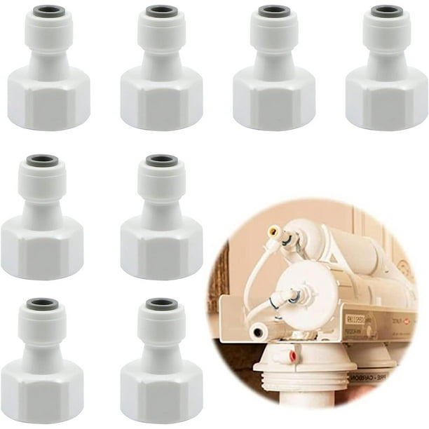 Adaptador de purificador de 8 piezas Conector de filtro de agua - Conexión de manguera de fuente de alimentación Accesorio roscado de 1/2" Se convierte en conexión rápida de 1/4" para accesorios de