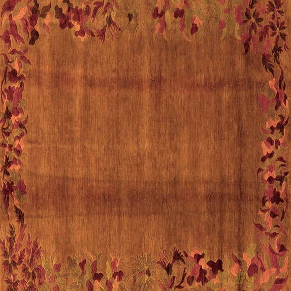 Ahgly Company Indoor Square Abstract Orange Modern Area Rugs, 8' Square
