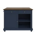 Kelsey Kitchen Island with 2 Stools and Drawers, Blue