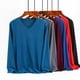 thumbnail image 5 of Sonducket Frío Otoño Invierno Ropa interior térmica Manga larga Poliéster portátil Calentamiento suelto Camiseta con cuello en V Moda Casual Tops Camisetas lago azul 3XL Sonducket AP013771-08, 5 of 6